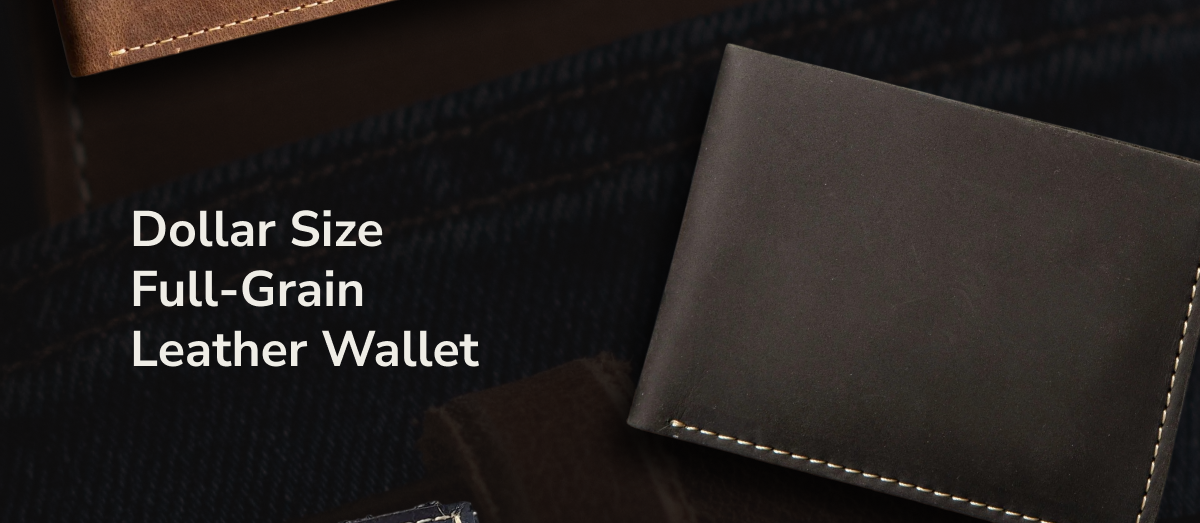 Dollar Size Full-Grain Leather Wallet