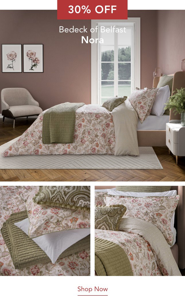 30% Off Bedeck of Belfast Nora Bedding in Sage Green/Tuberose