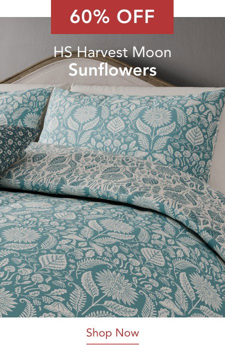 60% Off Helena Springfield Harvest Moon Sunflowers Bedding in Teal