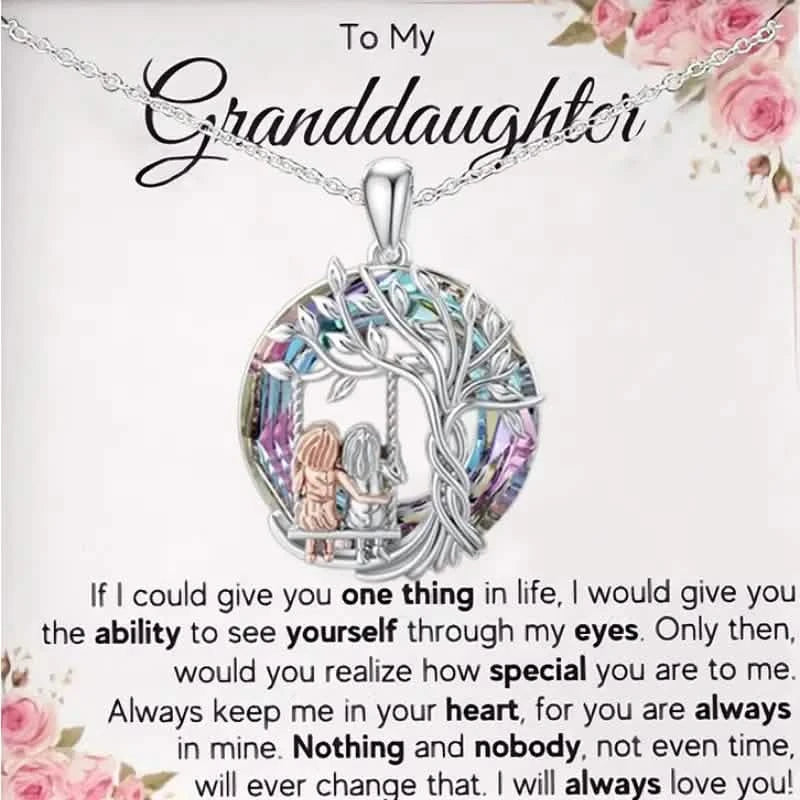 Image of To My Granddaughter, Tree Of Life Sisters On The Swing Pendant Necklace