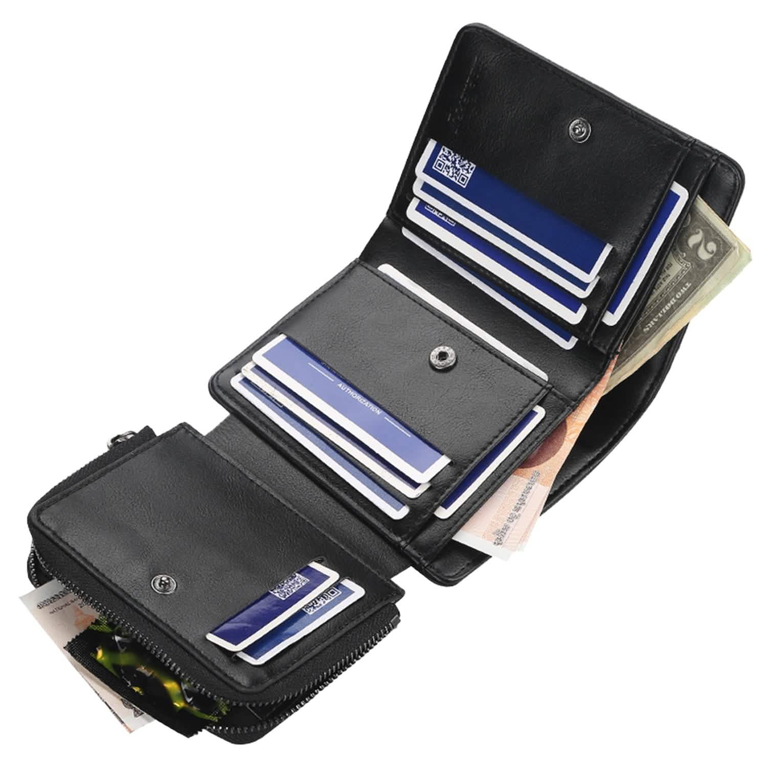 Image of Men's Trifold Clutch Leather Wallet ID Card Holder