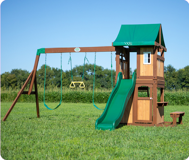 Backyard Discovery Lakewood Cedar Wooden Climbing Frame with Swings and Slide