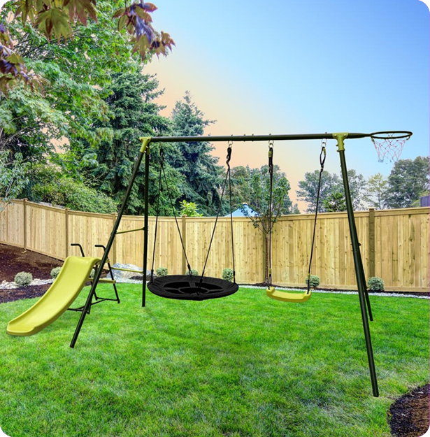 Double Swing with Slide Playset