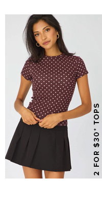 Red Polka Dot T-shirt Short Sleeve Crew Neck