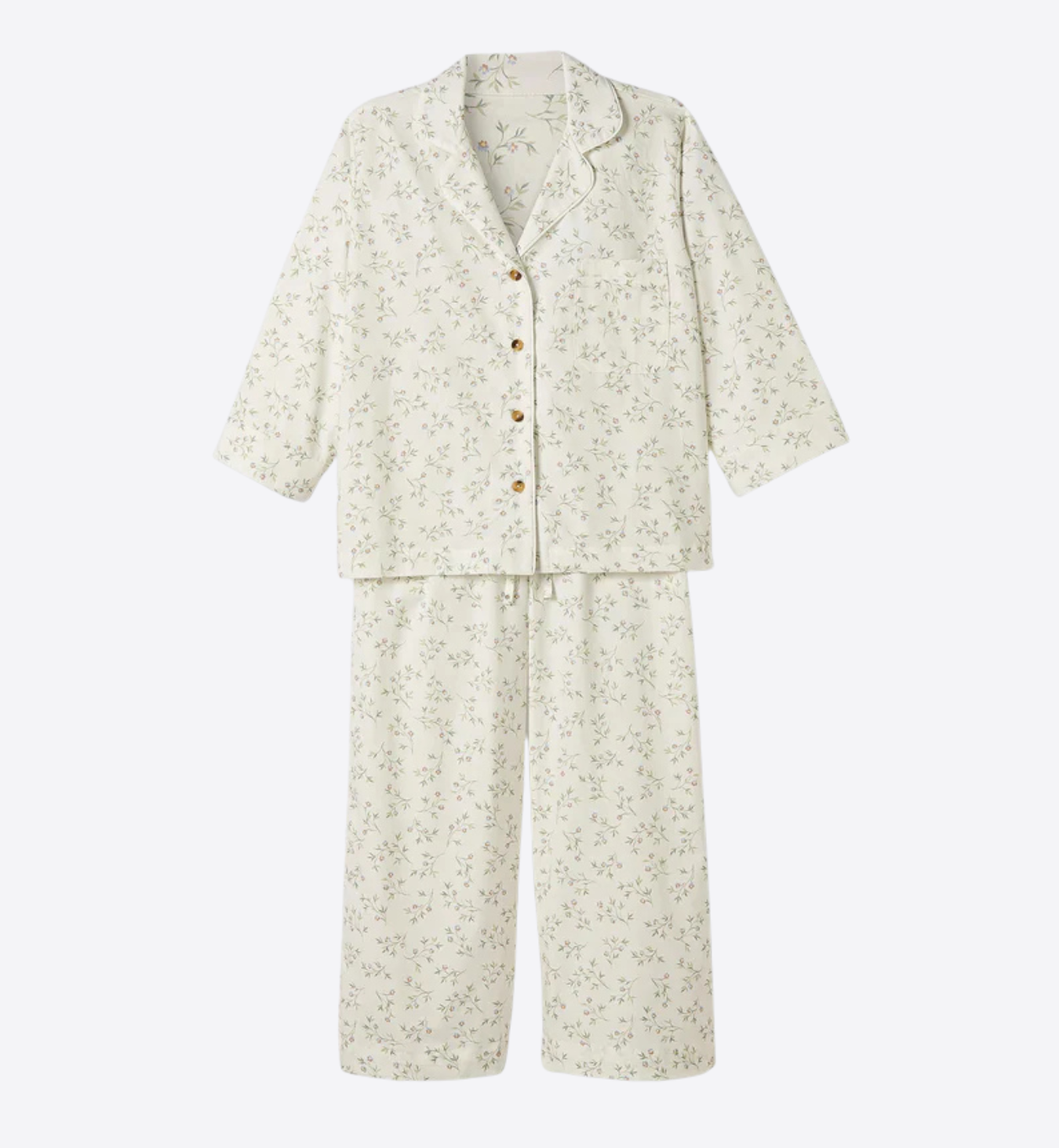 Spring Sprig Floral Cotton Cropped Pajama Set