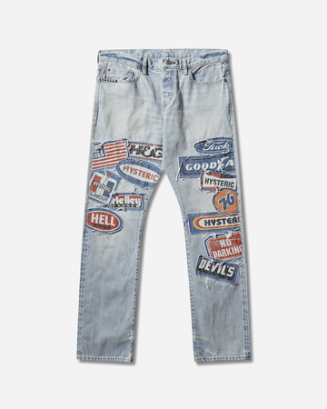 Men's DPC Processed Slim Straight Denim Pants Light Indigo Blue