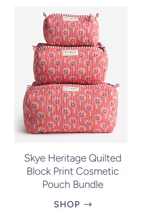 Skye Heritage Quilted Block Print Cosmetic Pouch Bundle (Set of 3)