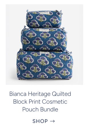 Bianca Heritage Quilted Block Print Cosmetic Pouch Bundle (Set of 3)