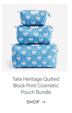 Talia Heritage Quilted Block Print Cosmetic Pouch Bundle (Set of 3)