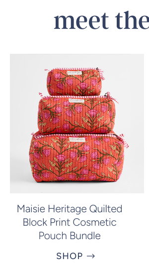 Maisie Heritage Quilted Block Print Cosmetic Pouch Bundle (Set of 3)
