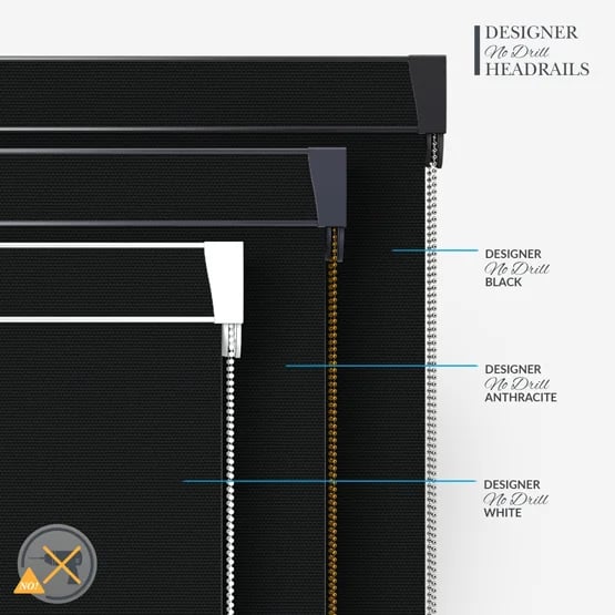 Designer no drill roller blinds headrails range