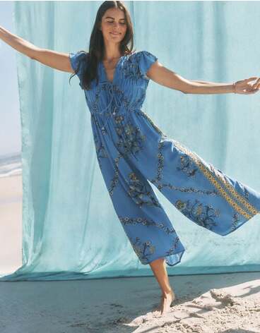 Amiee Floral Culotte Jumpsuit Blue
