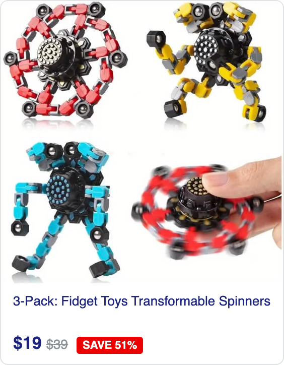 3-Pack: Fidget Toys Transformable Spinners