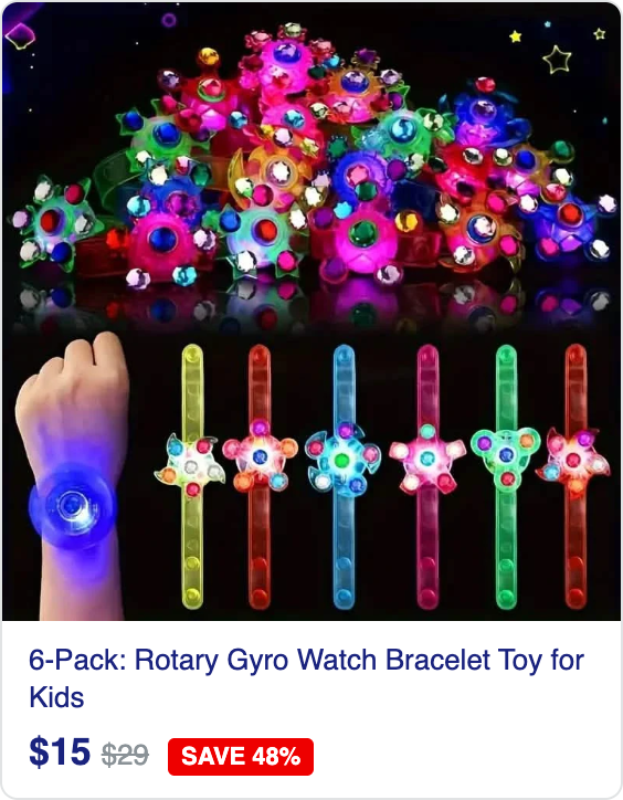 6-Pack: Rotary Gyro Watch Bracelet Toy for Kids
