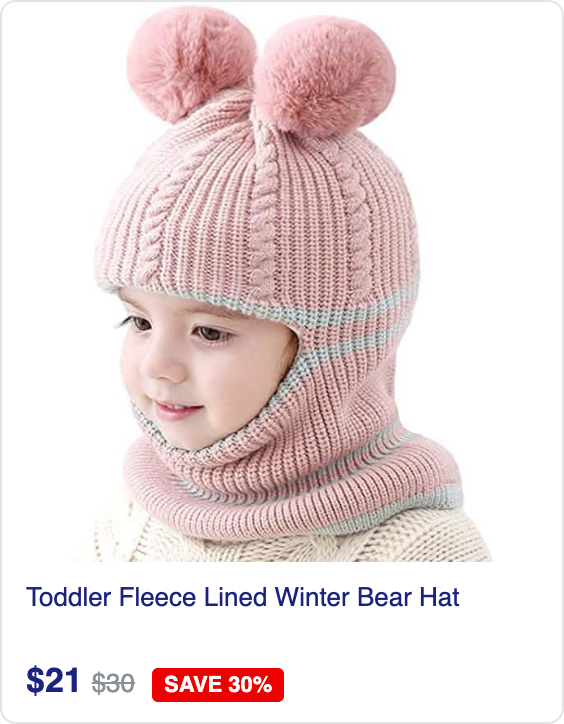 Toddler Fleece Lined Winter Bear Hat