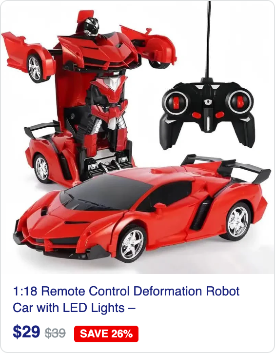 1:18 Remote Control Deformation Robot Car with LED Lights – 360° Drift, USB Rechargeable
