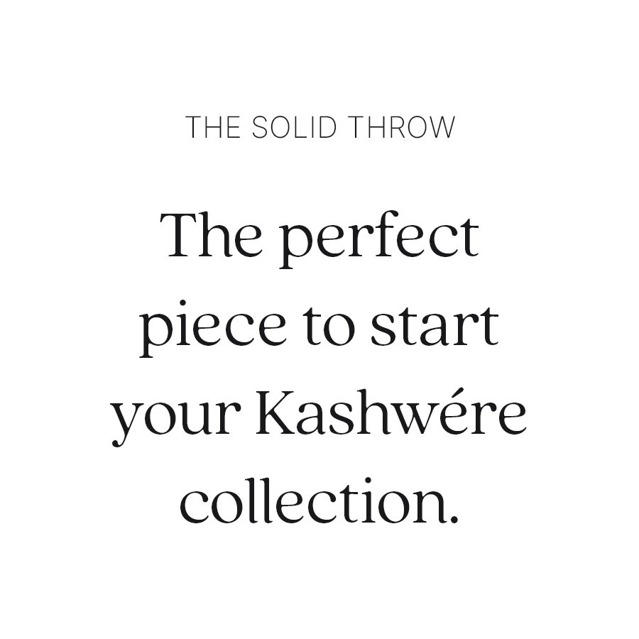 Centered text reads: "The Solid Throw. The perfect piece to start your Kashwére collection."