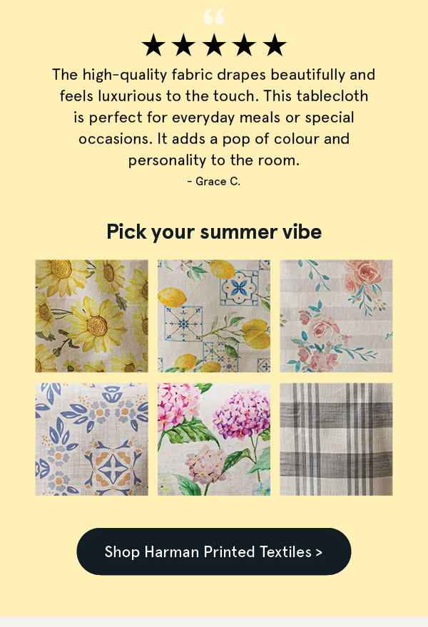 Harman Printed Table Textiles 40% off