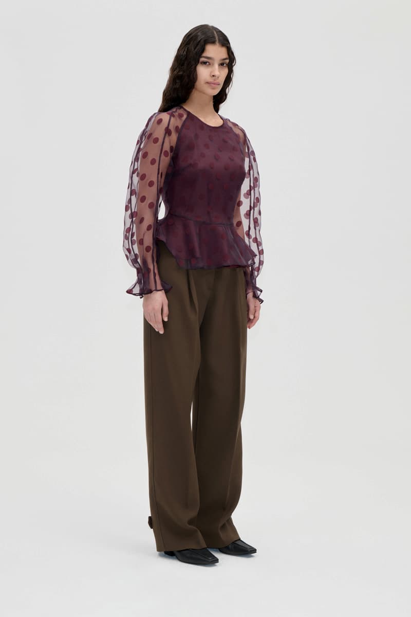 Sheer Peplum Top - Polka