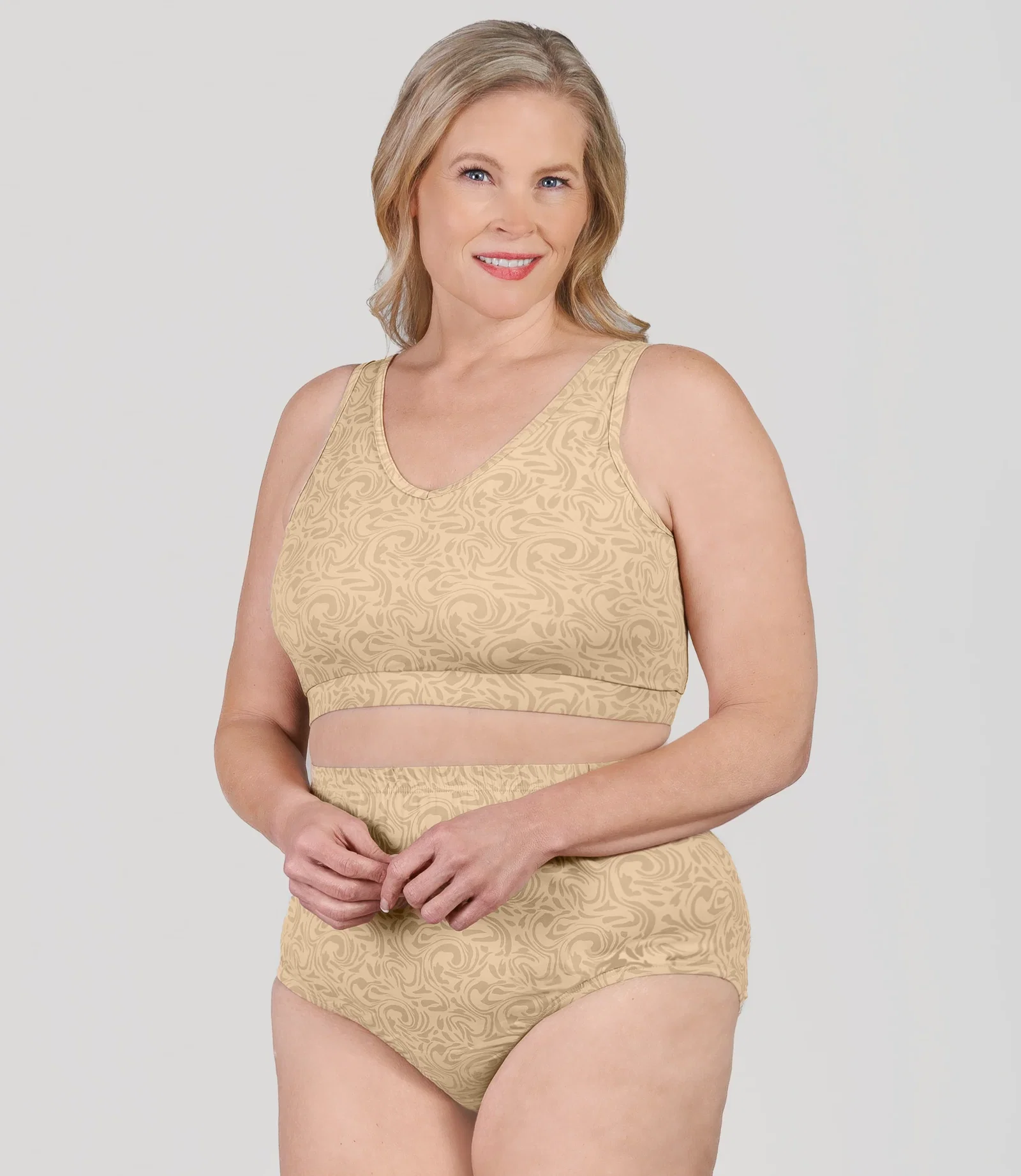 Image of Junowear Hush V-neck Bra Ecru Swirl Print