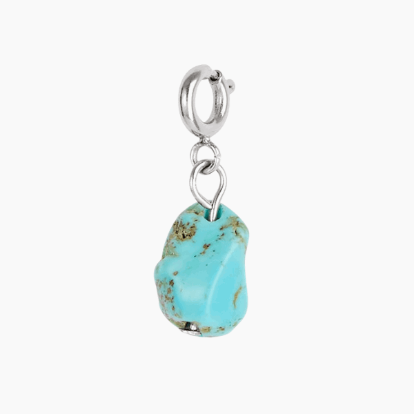 Silver Stainless Steel Turquoise Charm