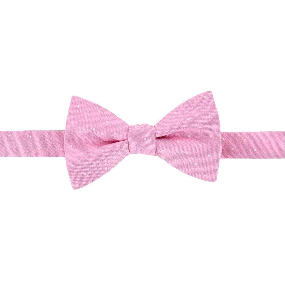 Image of Churchill Chambray Polka Dot Linen Blend Bow Tie