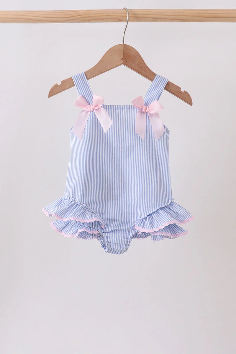 Image of Blue Stripe One-Piece Swimsuit