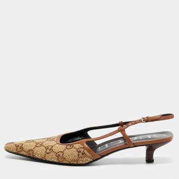 GG Size 39 Brown/Beige Canvas 