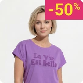 T-shirt uni col rond message bouclette