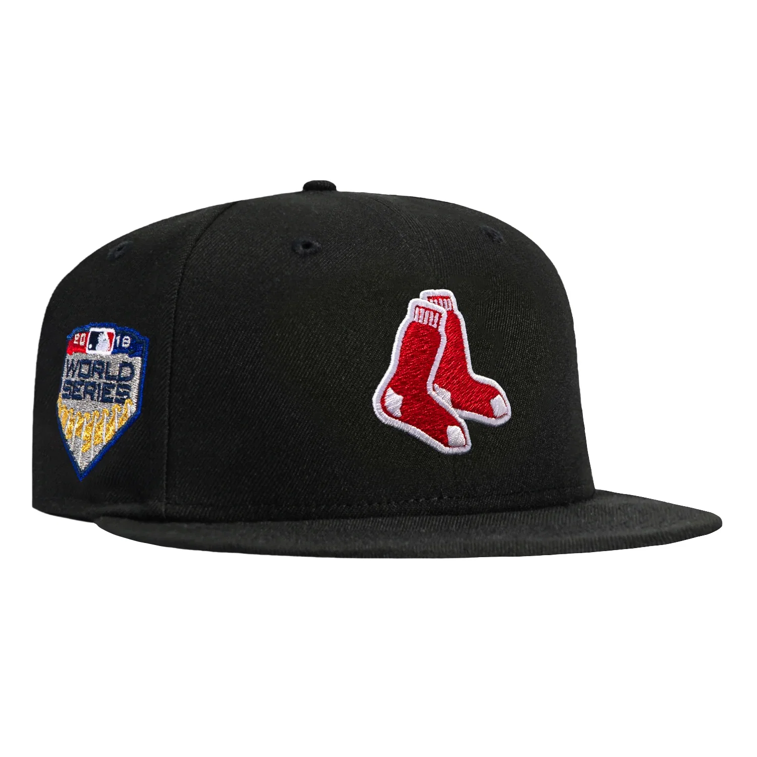 Image of New Era 59Fifty Black Dome Boston Red Sox 2018 World Series Patch Alternate Hat - Black