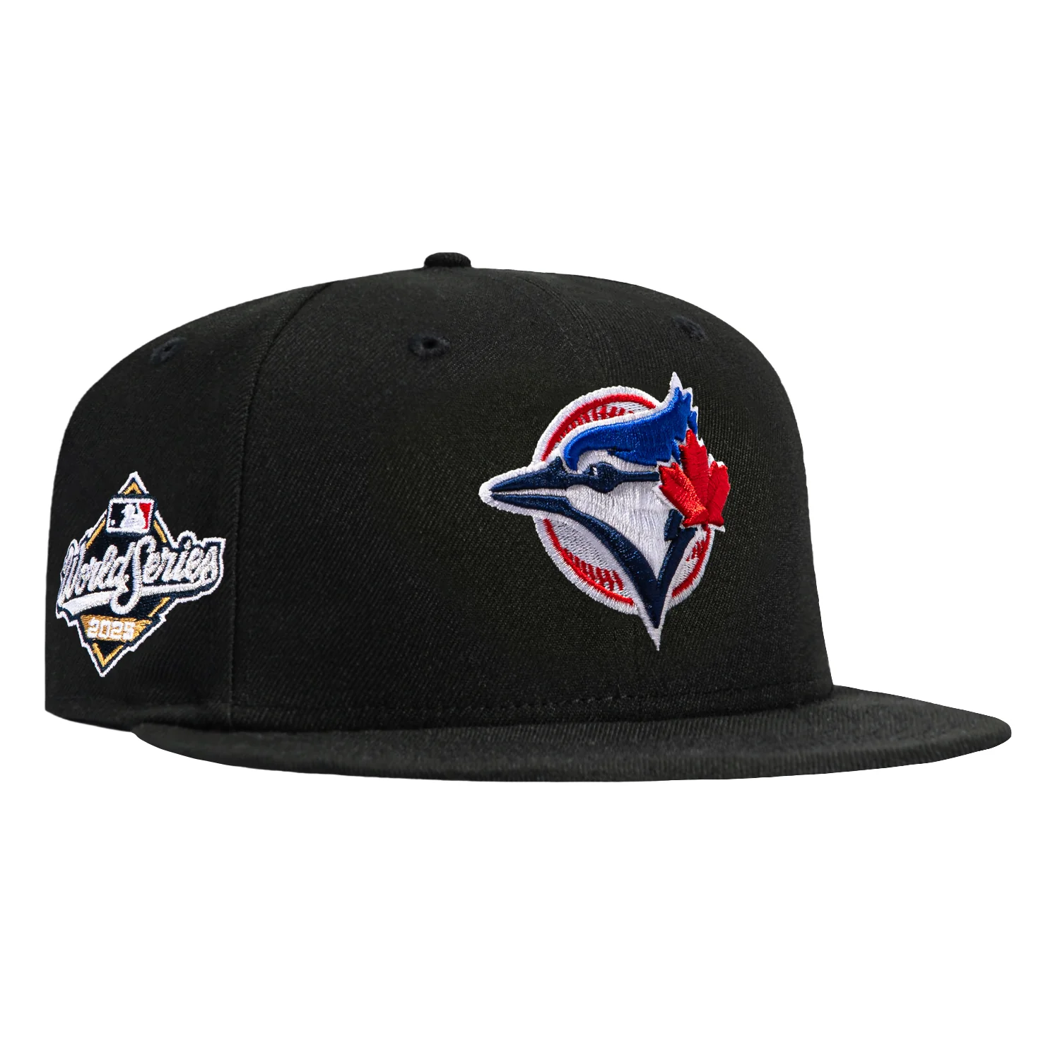 Image of New Era 59Fifty Black Dome Toronto Blue Jays 2025 World Series Patch Alternate Hat - Black