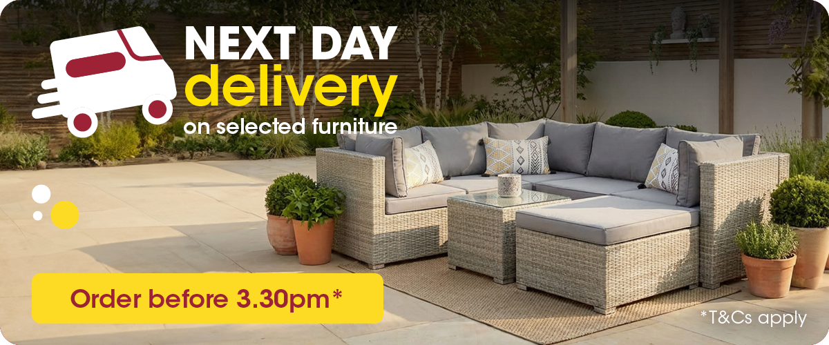 Next day delivery on selected furniture. Order before 3:30pm. T&Cs apply
