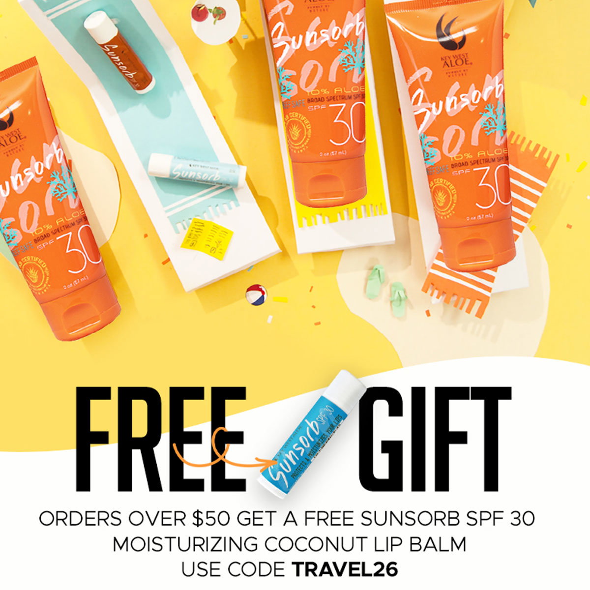 free lip balm with orders over $50+  use code TRAVEL26