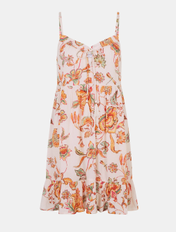 Floral Print Mini Dress Ivory