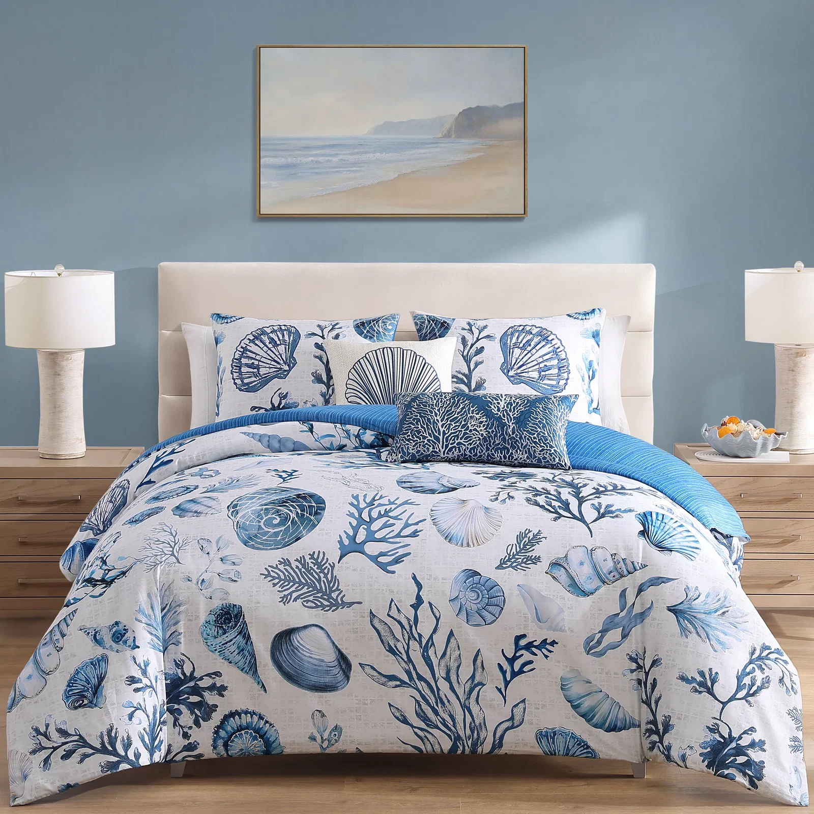 Shells and Seaplants 5 Piece Reversible Comforter Set by Bebejan