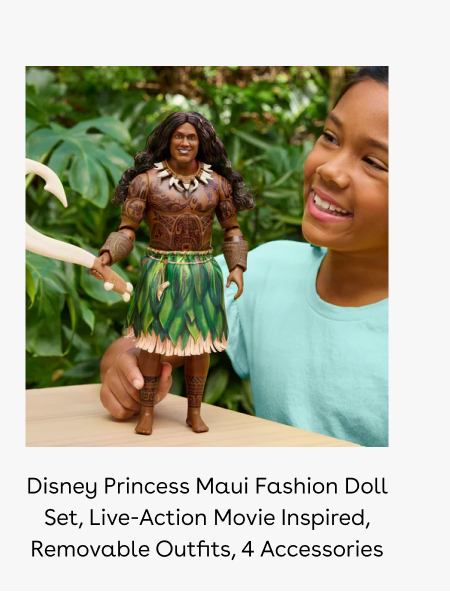 Disney Princess Maui Fashion Doll Set, Live-Action Movie Inspired, Removable Outfits, 4 Accessories