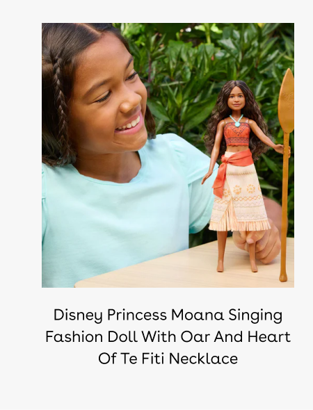 Disney Princess Moana Singing Fashion Doll With Oar And Heart Of Te Fiti Necklace