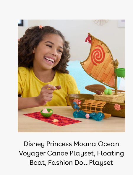 Disney Princess Moana Ocean Voyager Canoe Playset, Floating Boat, Fashion Doll Playset