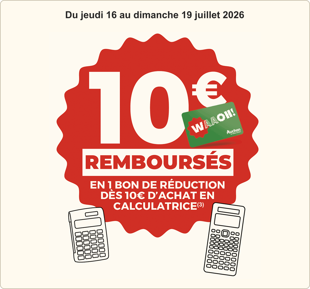10€ remboursés dès 10€ d'achat en calculatrice