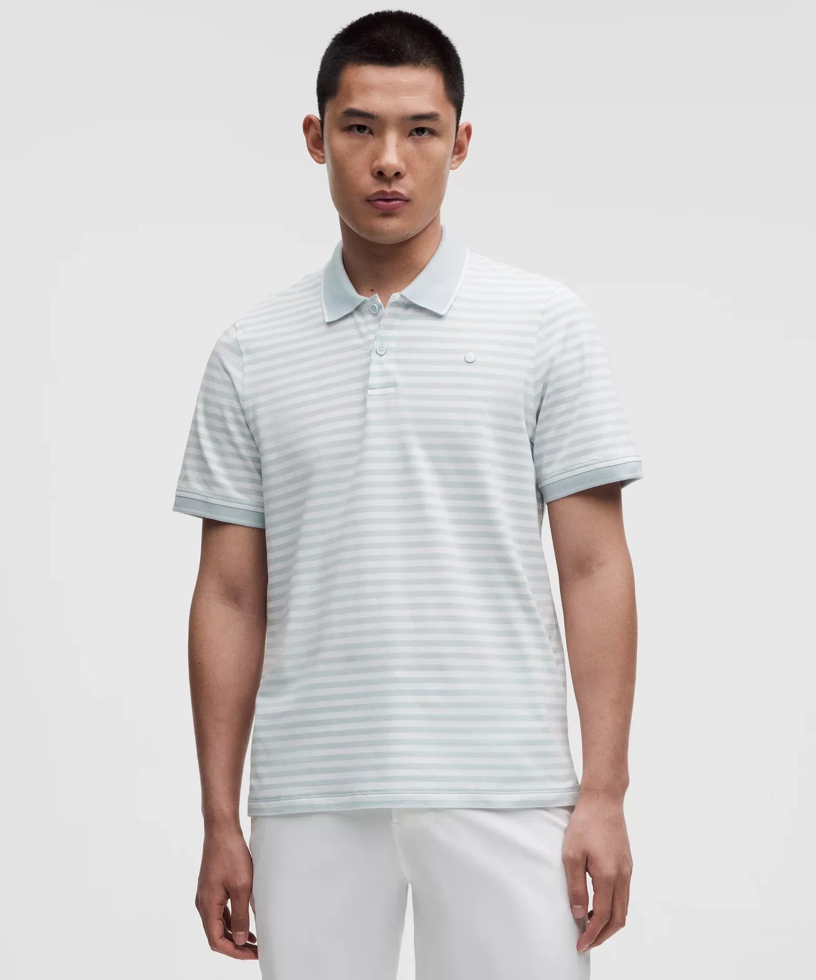 Striped Short-Sleeve Golf Polo