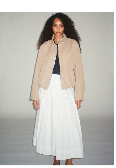 JULIE PLEATED COTTON MIDI SKIRT 