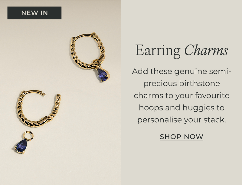 Add these genuine semi-precious birthstone charms to your favourite hoops and huggies to personalise your stack.