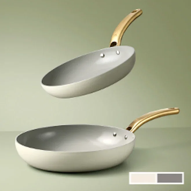 Wolstead Mineral Ceramic Non-Stick Frying Pans with Rounded Sides, Set of 2