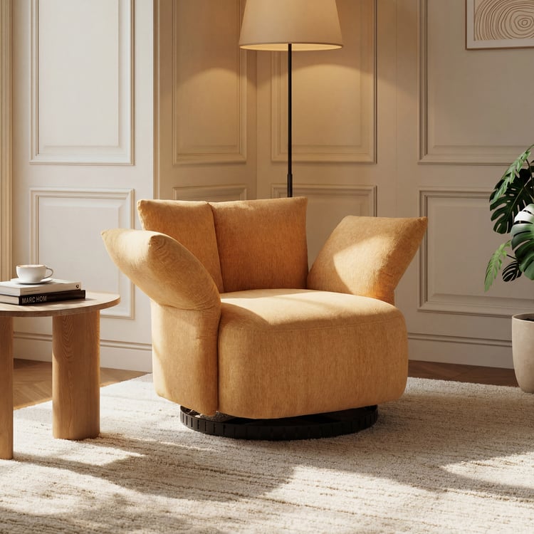 Performance Chenille Swivel Accent Chair with Adjustable Armrest