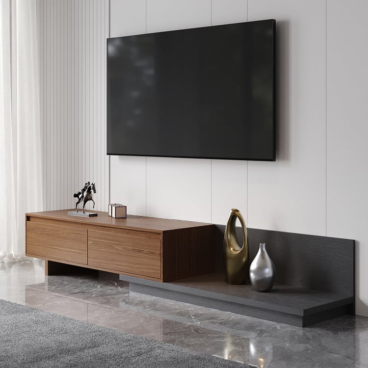 Fero 47"-79" Extendable TV Stand with 2 Drawers