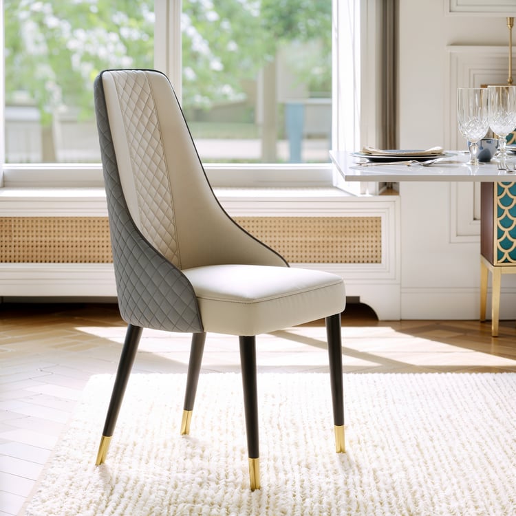 Diamic Gray Faux Leather Dining Chairs with Upholstered, 6 Pieces