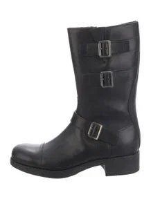 Leather Leather Trim Embellishment Moto Boots