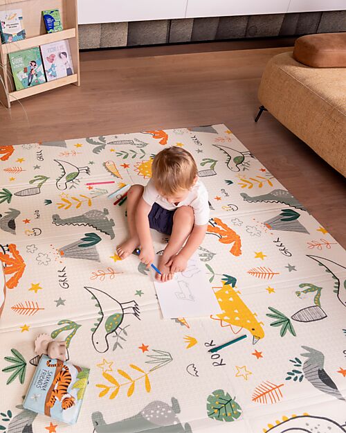 Image of Tappeto Gioco Pieghevole Montessori 2 in 1 Reversibile e Morbido - Dino Friends - 180x150cm - dalla Nascita