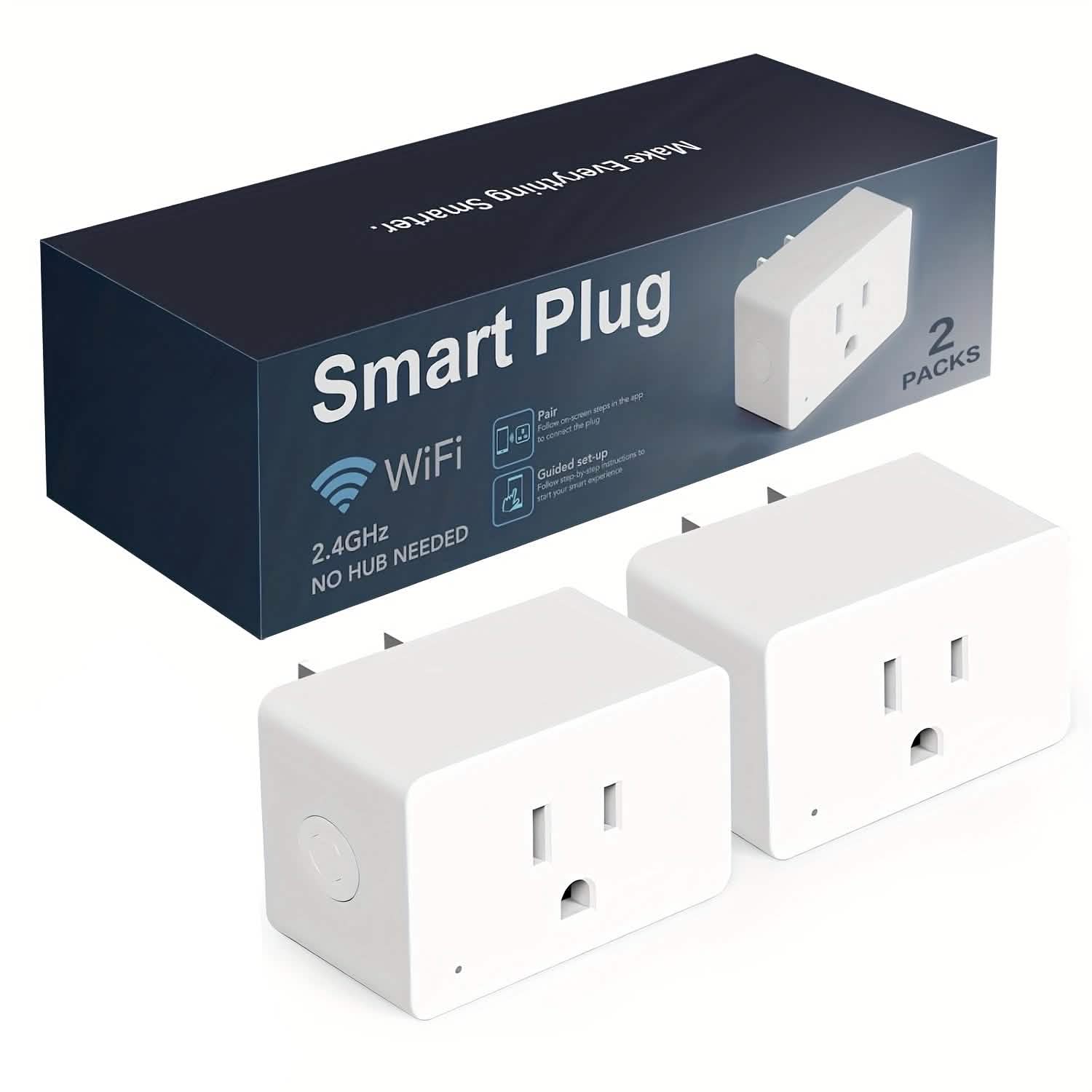Image of 2-Pack: WiFi Smart Plug – 15A, Timer & App Control, Works with Alexa & Google Home