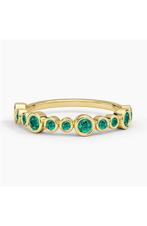 14K Yellow Gold Portofino Bezel Lab Emerald Ring